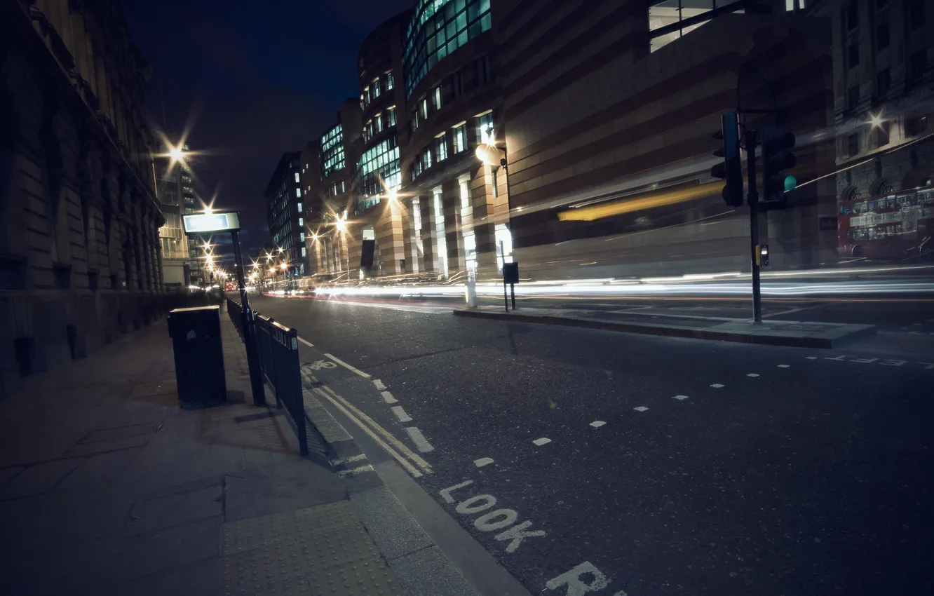 Фото обои дорога, ночь, огни, night, street