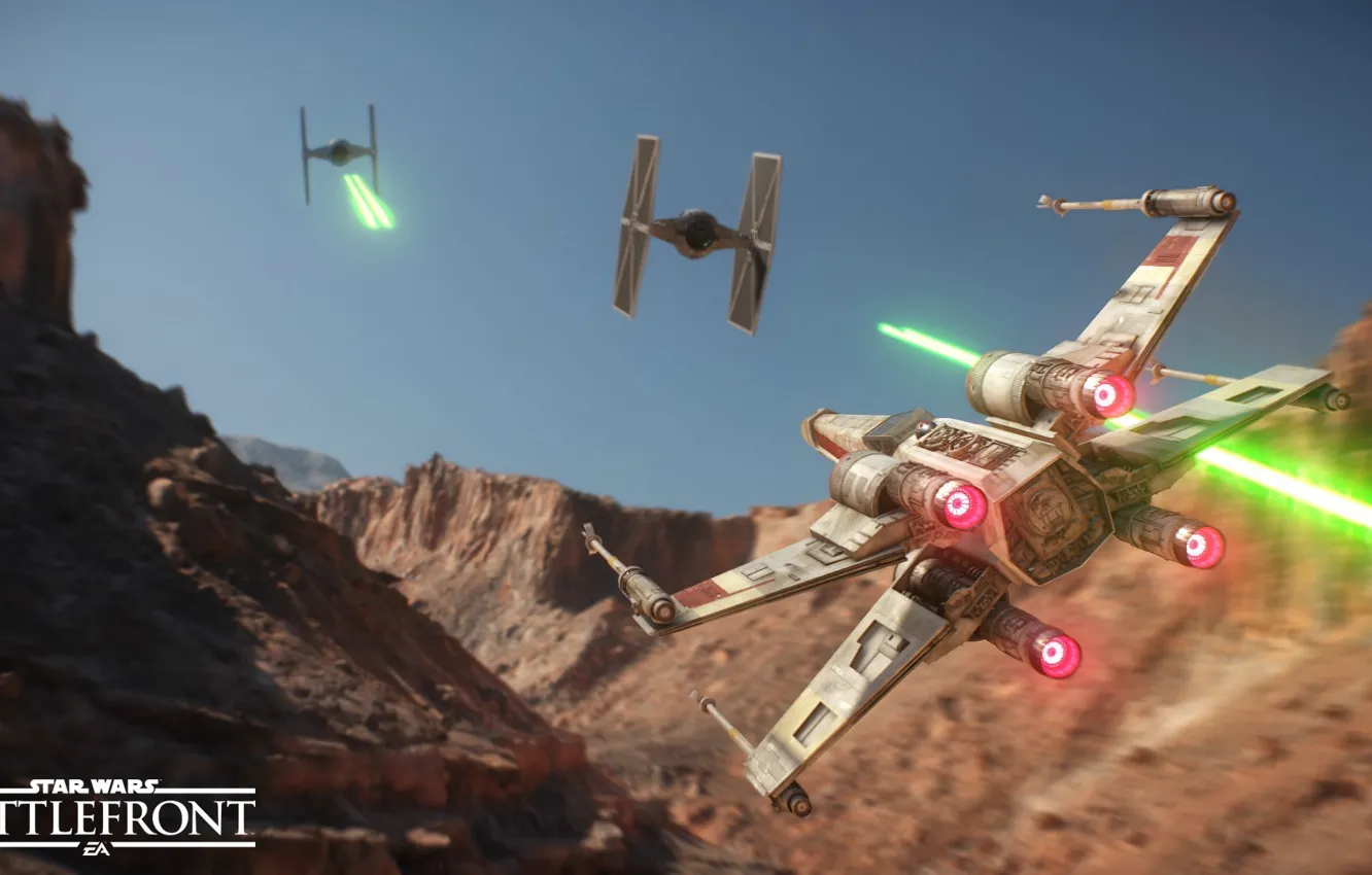 Фото обои истребители, звездные войны, star wars, x-wing, Electronic Arts, dice, battlefront, фронт битвы