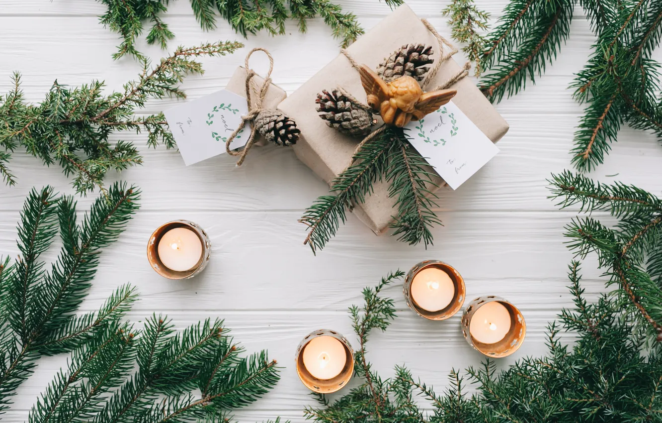 Фото обои украшения, подарок, елка, новый год, Рождество, Christmas, wood, New Year