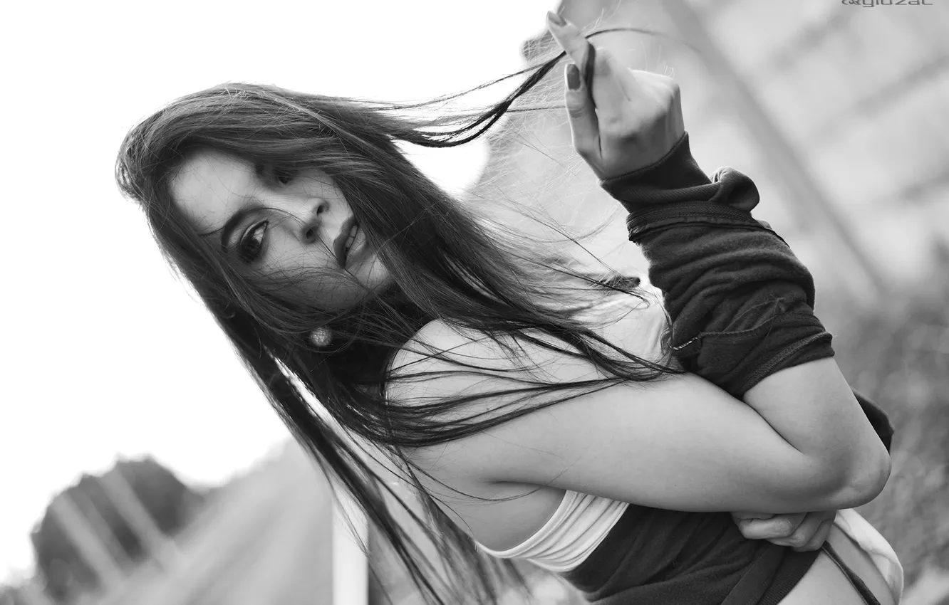 Фото обои взгляд, девушка, ч/б, photographer, растрепанная, Giovanni Zacche