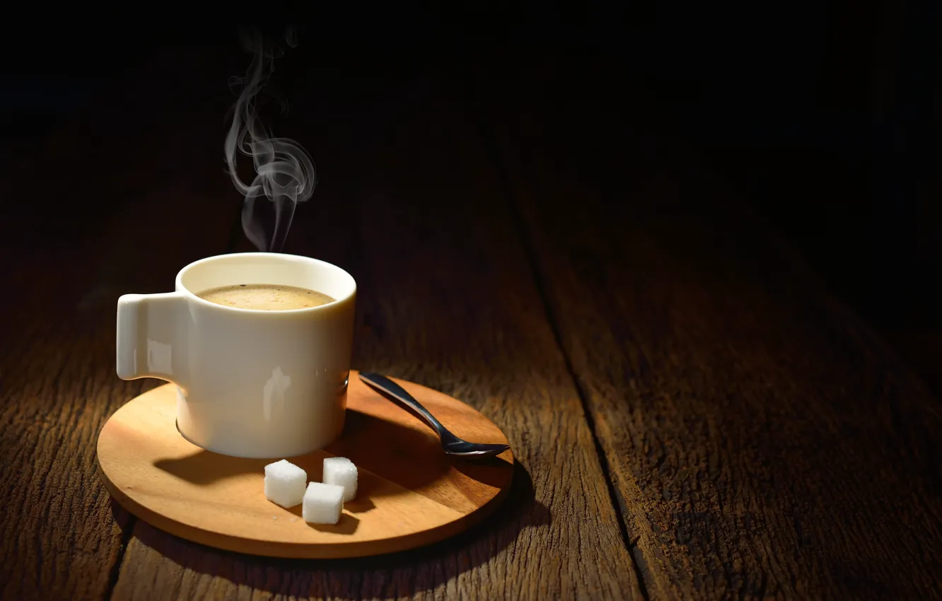 Фото обои кофе, ложка, чашка, сахар, пенка