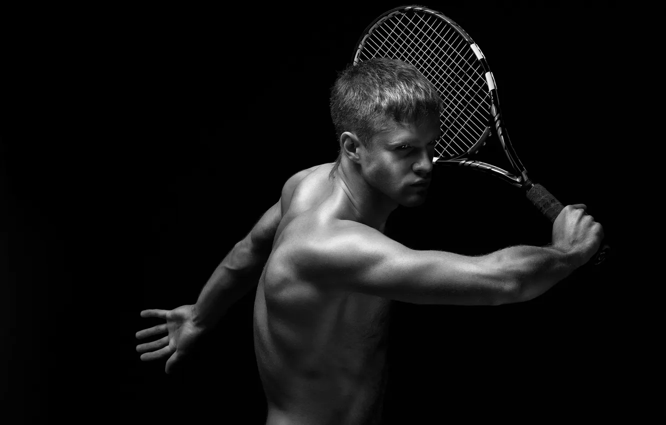 Фото обои тело, ракетка, парень, теннис