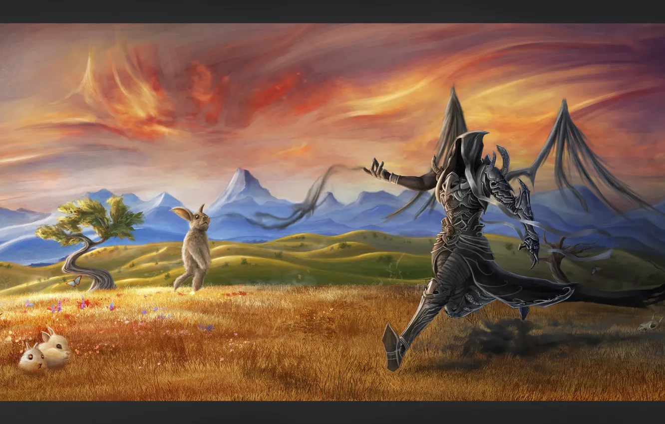 Фото обои поле, добро, зло, Diablo 3, art, Malthael