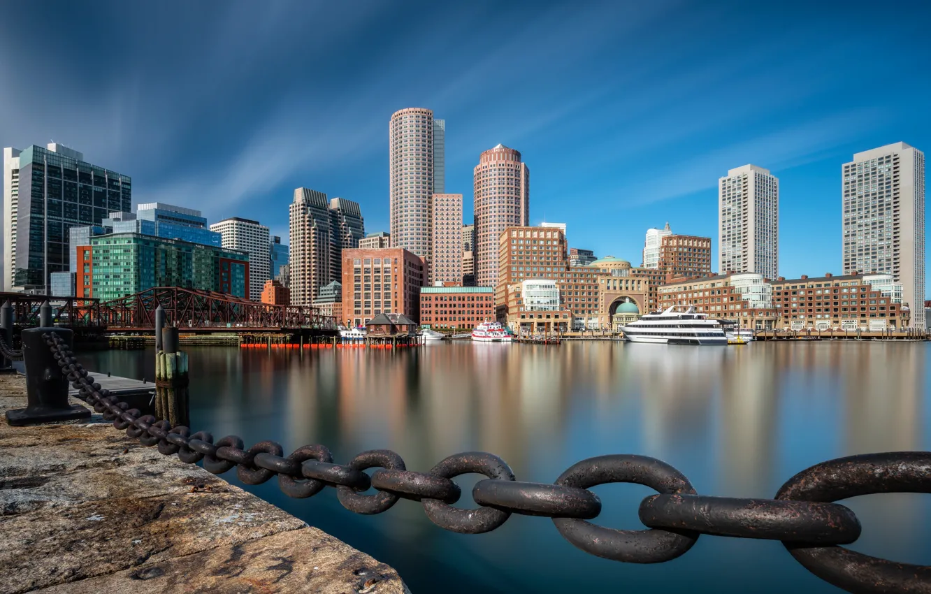 Фото обои США, Бостон, Boston, Fan Pier Park, Downtown Boston