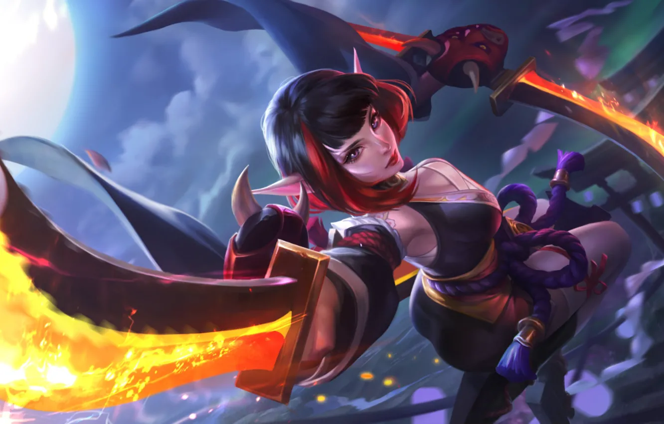 Фото обои эльфийка, Карина, красивая девушка, персонаж, видеоигра, MOBA, Bang Bang, Mobile Legends