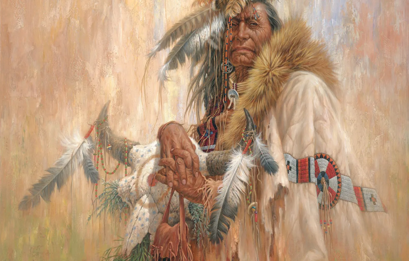 Фото обои first people, native american art, Medicine Skull