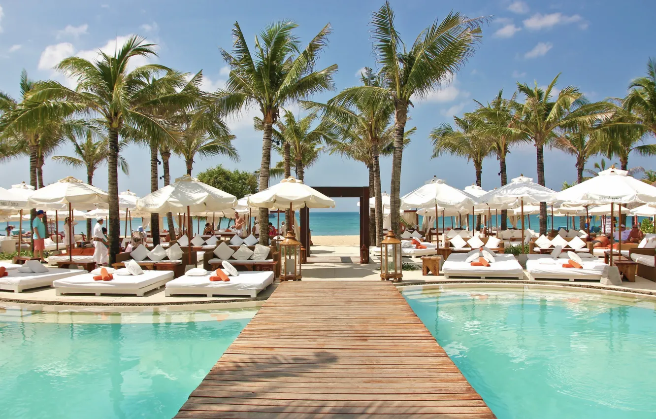 Фото обои море, пальмы, бассейн, Таиланд, зонты, Dream Phuket Hotel & Spa