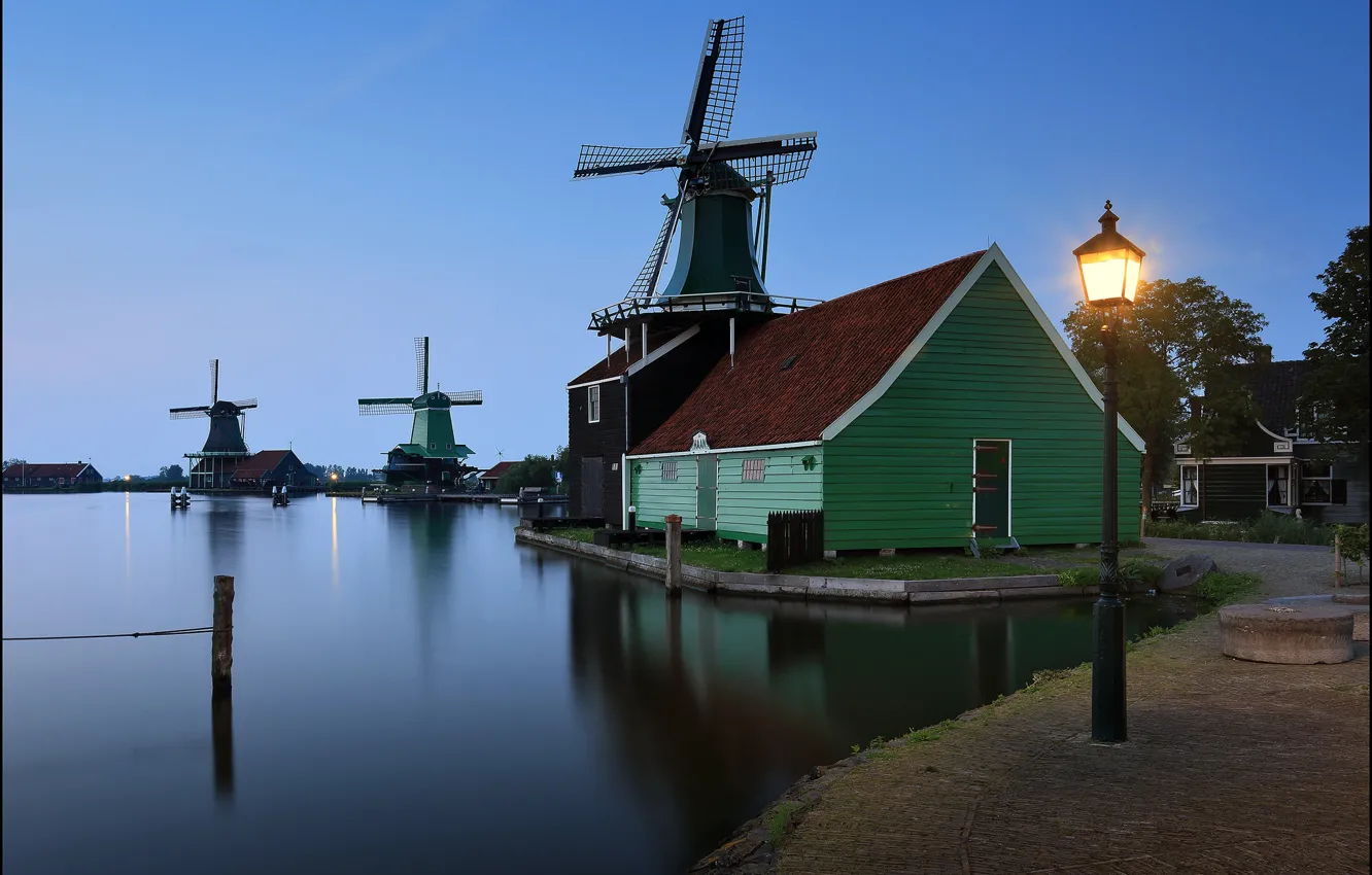 Фото обои мельницы, Нидерланды, Голландия, Zaanse Schans
