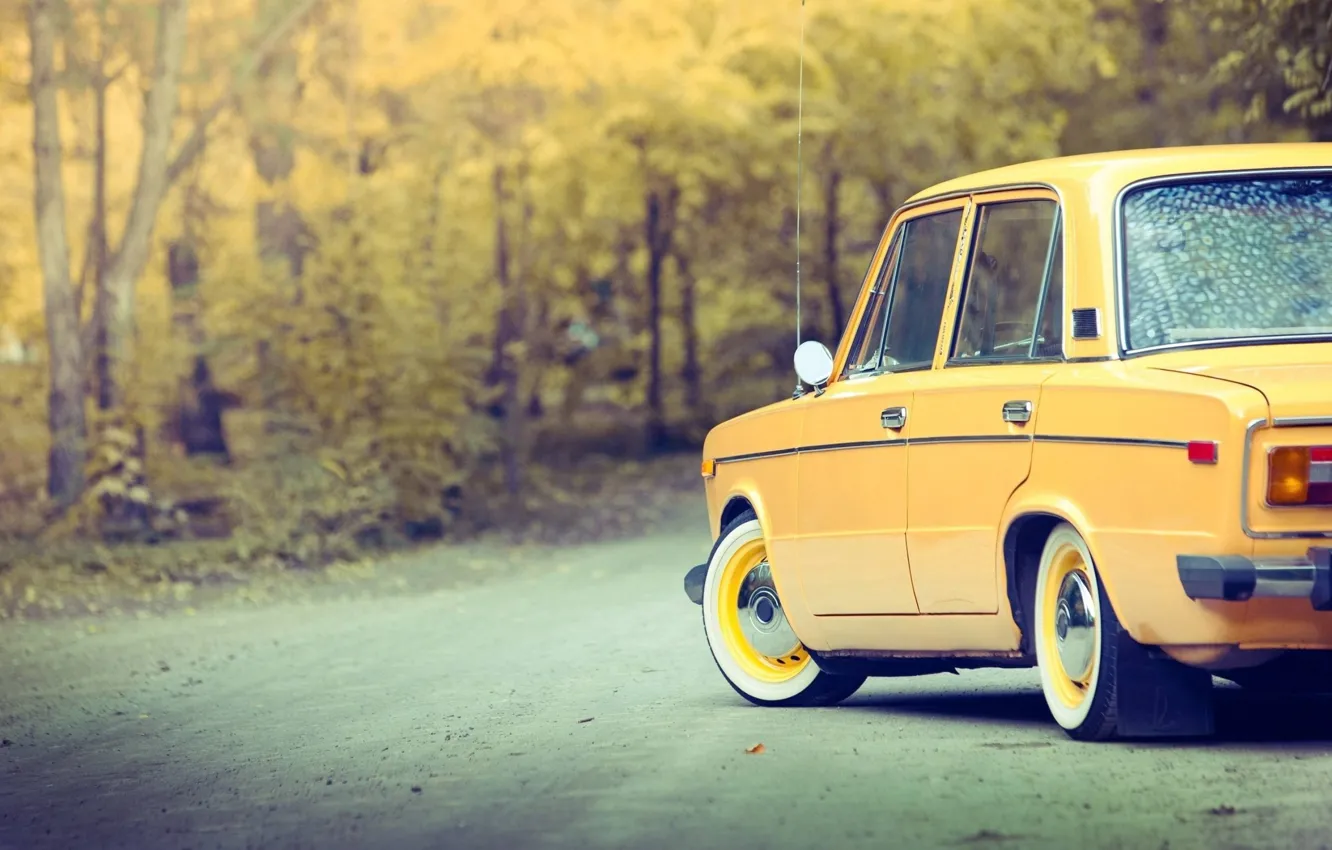 Фото обои car, осень, автомобиль, Lada, autumn, old