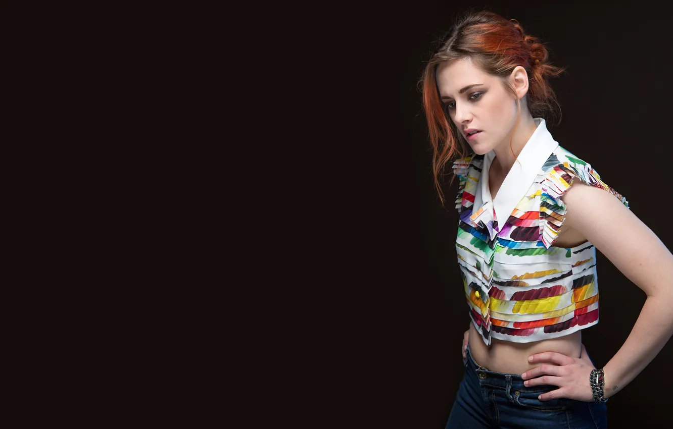 Фото обои взгляд, актриса, блузка, kristen stewart