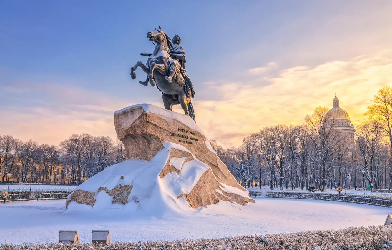 Фото обои Russia, Saint Petersburg, senate square, Bronze horseman monument