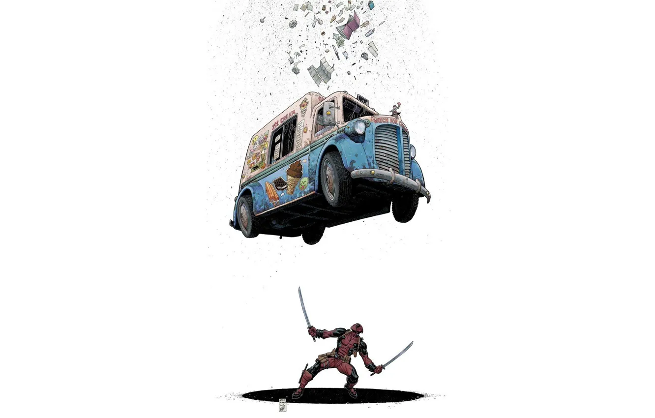 Фото обои Deadpool, Marvel, Дэдпул, Wade Wilson, Марвел, Уэйд Уилсон