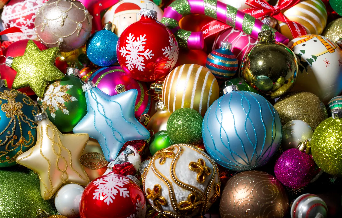 Фото обои зима, шарики, игрушки, Новый Год, Рождество, декорации, Christmas, праздники
