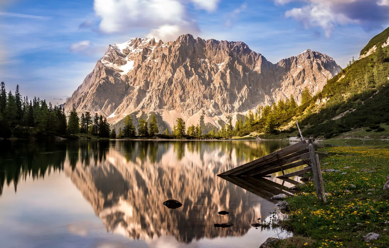 Фото обои гора, Австрия, Германия, Zugspitze, Цугшпитце