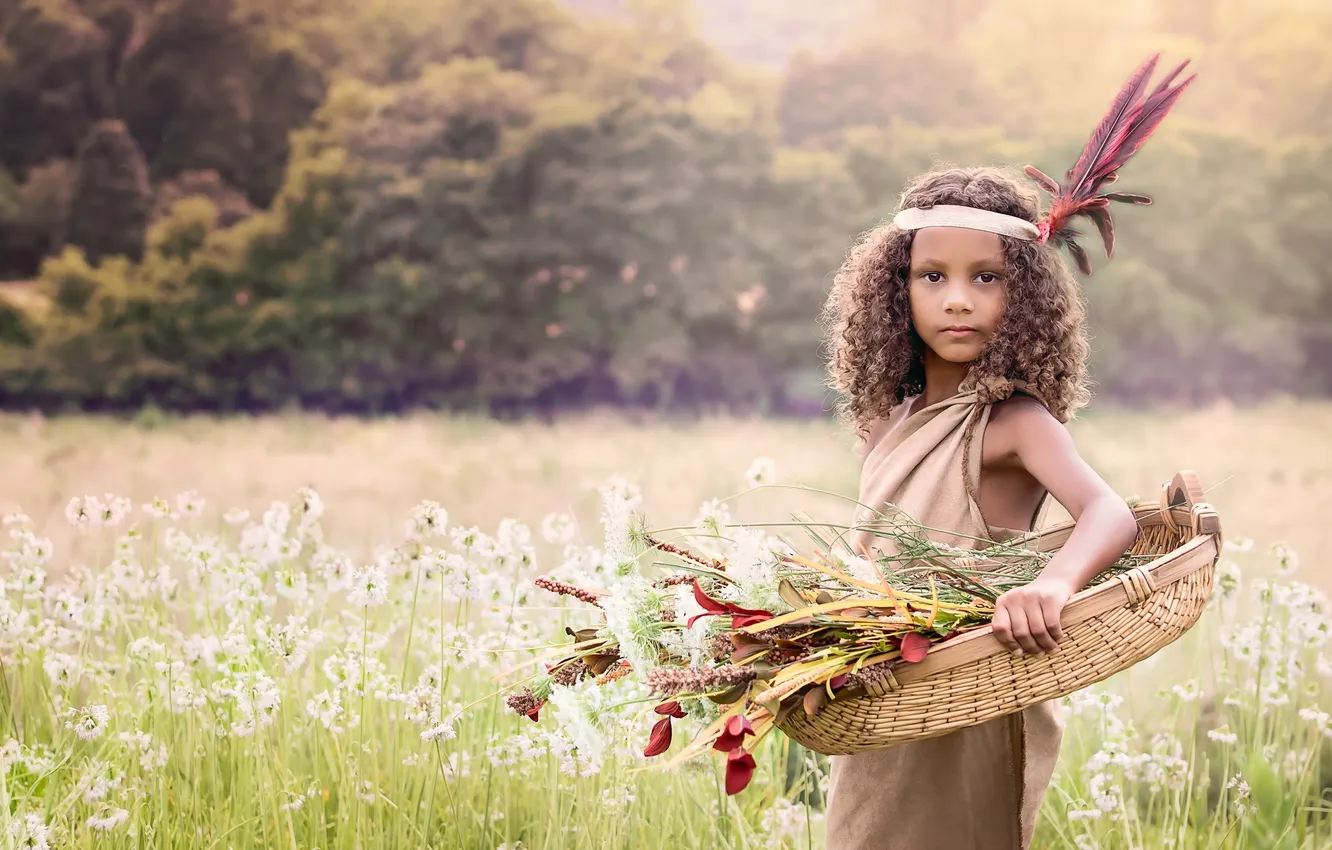 Фото обои цветы, природа, девочка