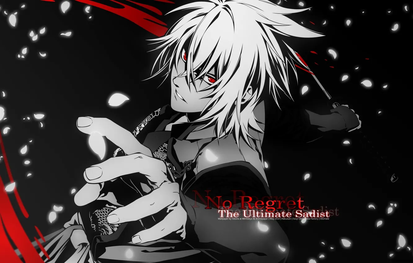 Фото обои взгляд, аниме, арт, самурай, парень, Hakuouki