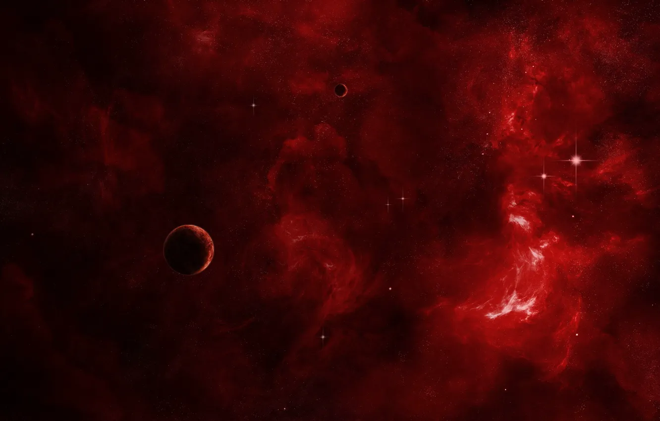 Фото обои red, cosmos, planet