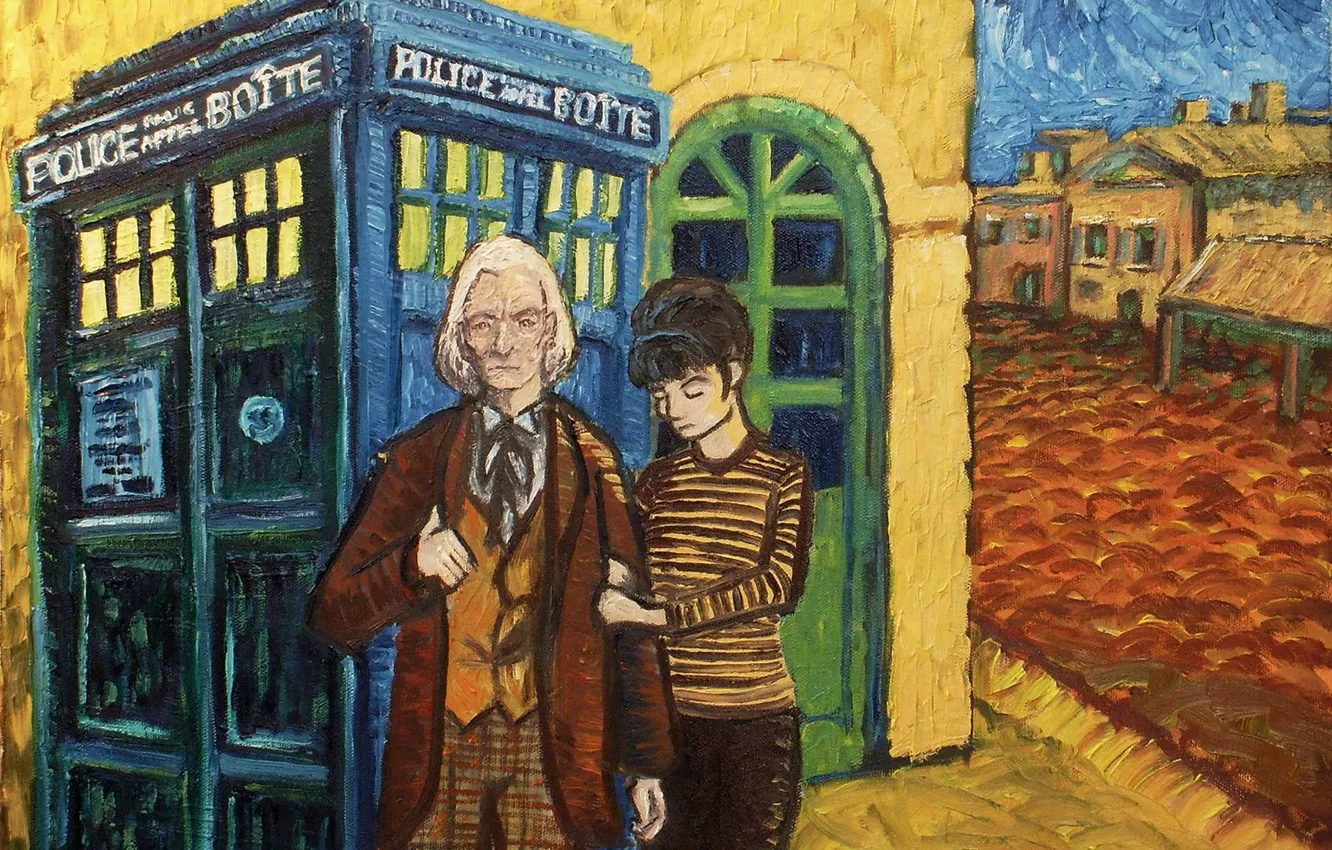 Фото обои girl, police box, art, time travel, William Hartnel, tardis, dr Who