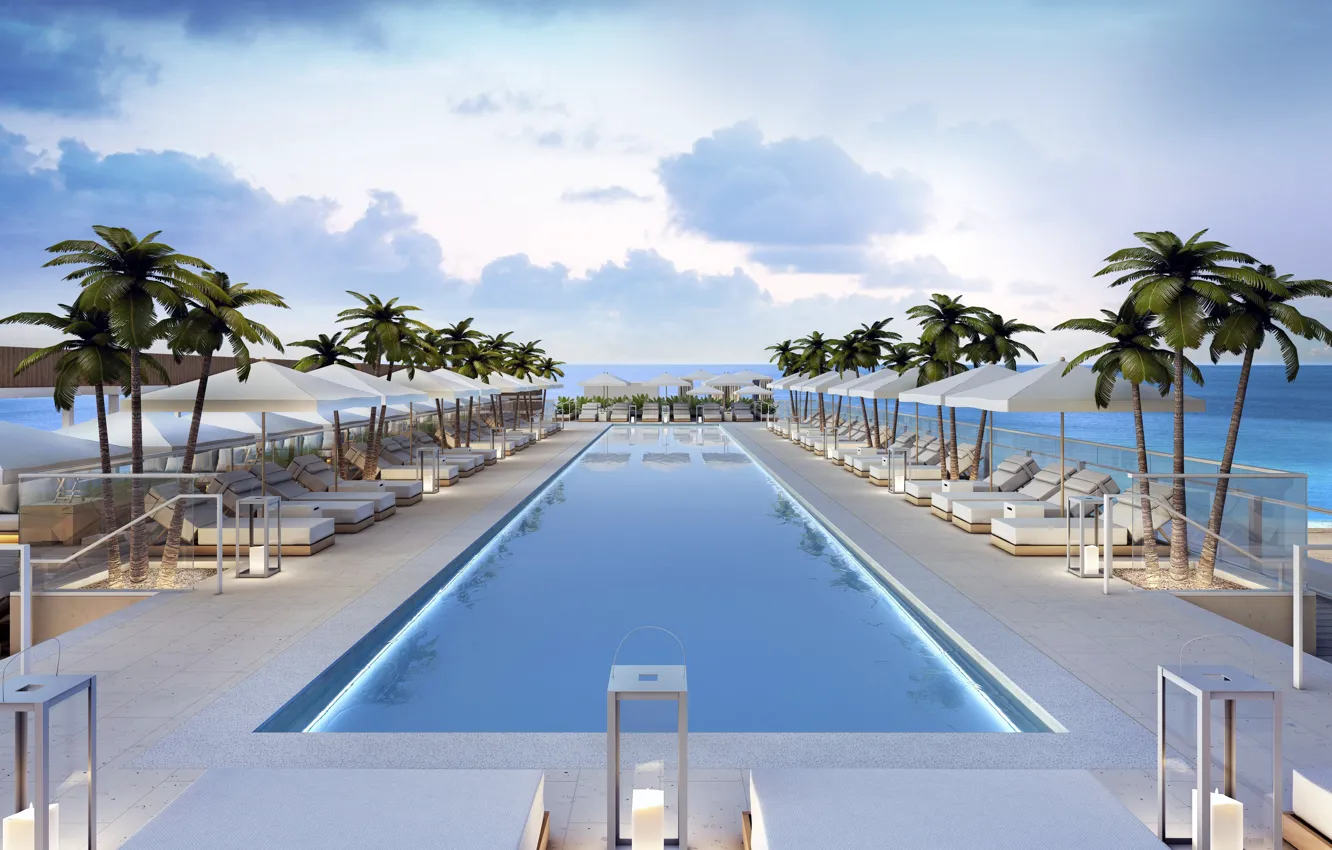 Фото обои pool, sky, hotel, miami
