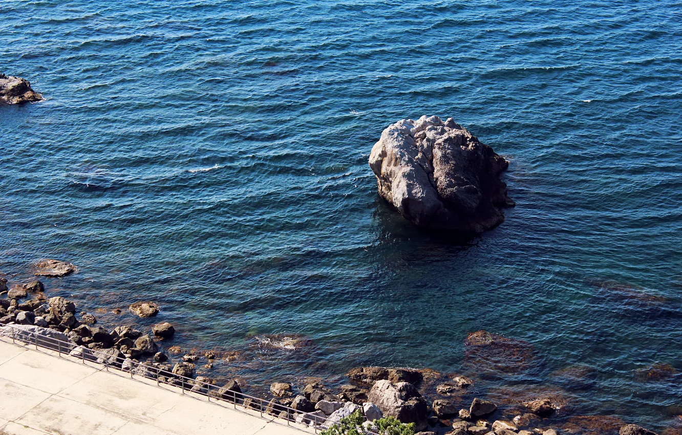 Фото обои вода, камень, Море, крым, синее