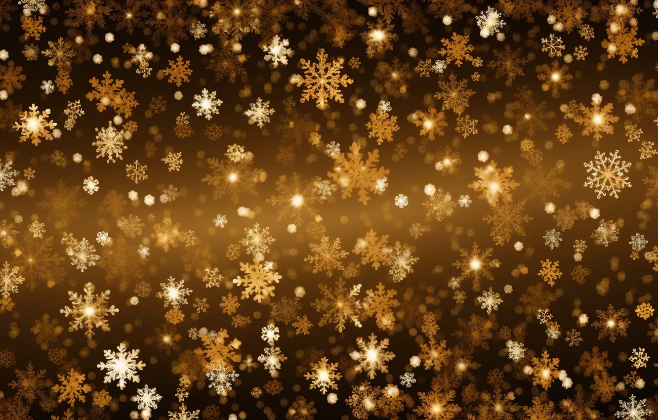 Фото обои снежинки, фон, золото, черный, Новый Год, Рождество, golden, Christmas