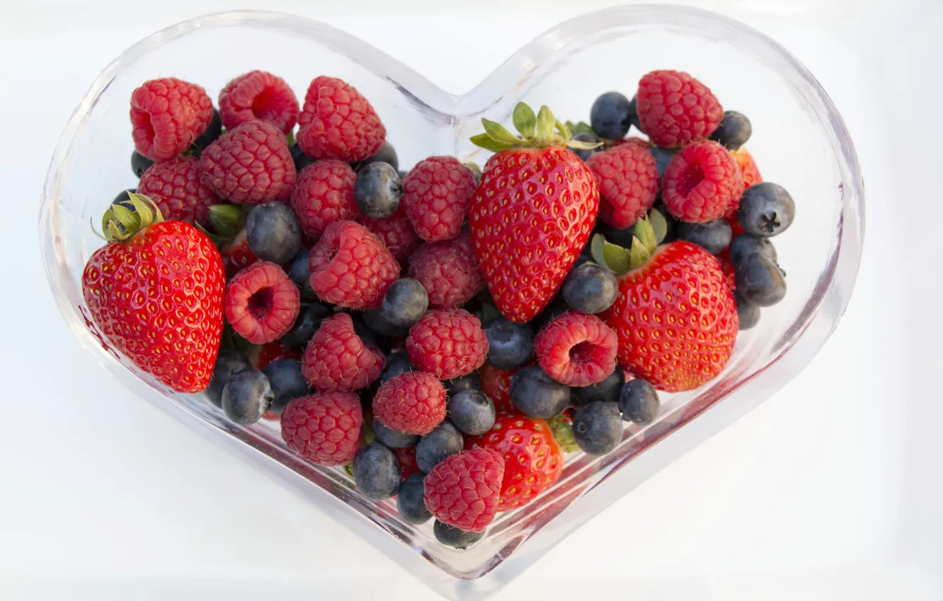 Фото обои ягоды, малина, черника, клубника, тарелка