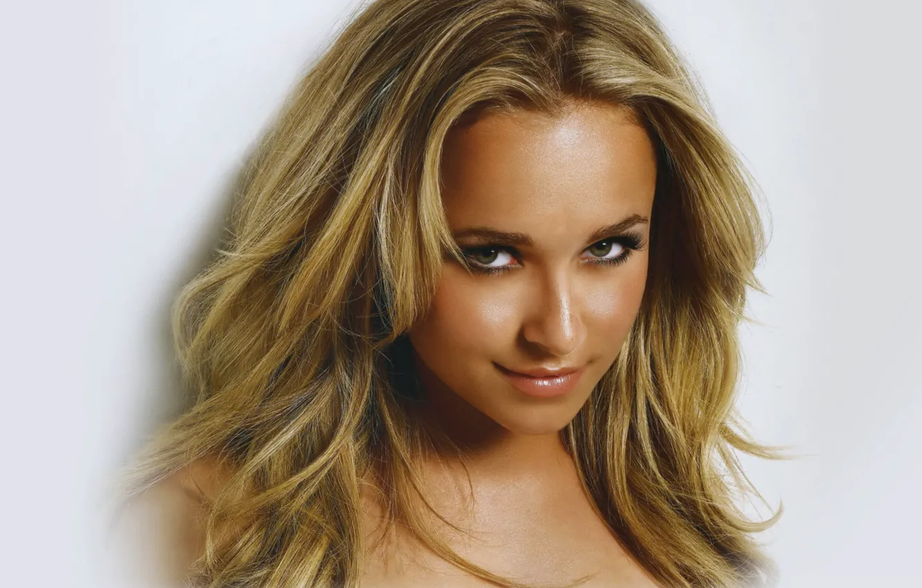 Фото обои взгляд, улыбка, актриса, блондинка, красавица, hayden panettiere, Хайден Панеттьери