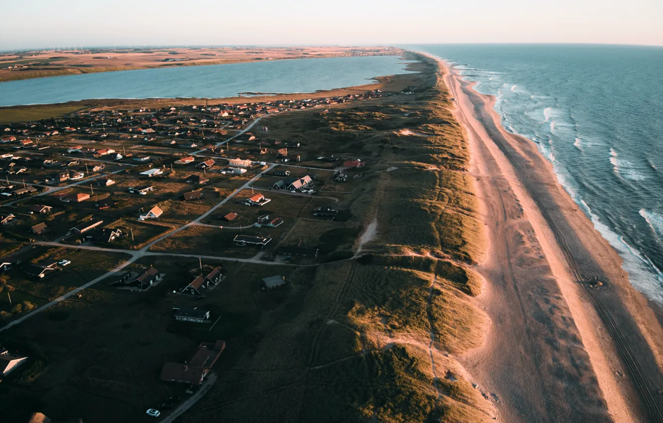 Фото обои sea, ocean, landscape, water, village, David Stamm
