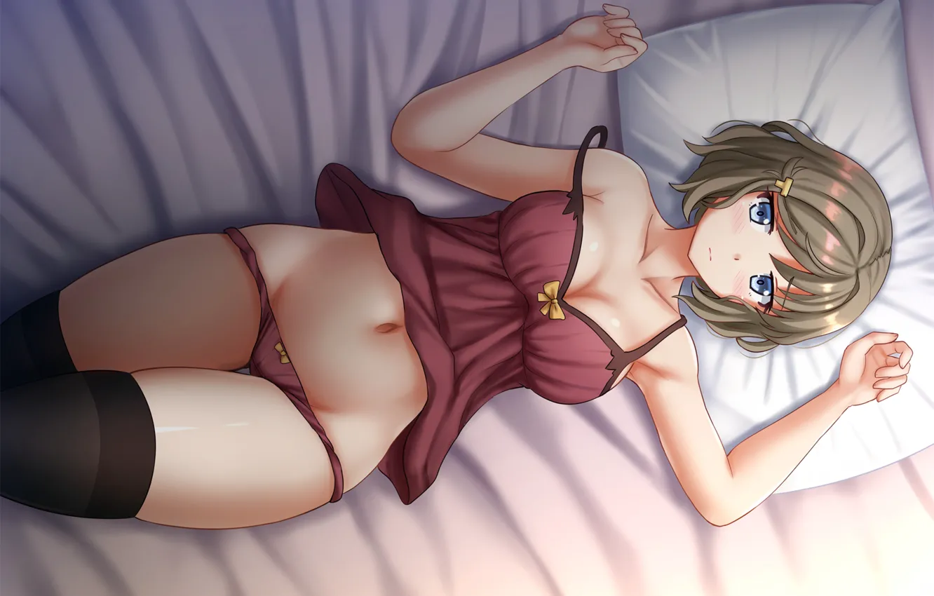 Фото обои girl, sexy, lingerie, pantsu, cleavage, panties, thighhighs, boobs