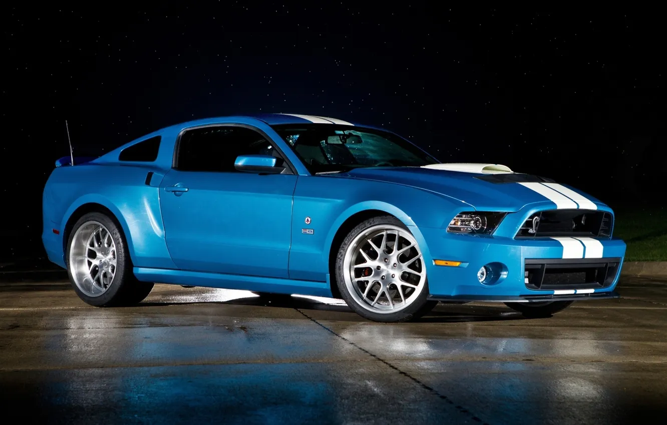 Фото обои синий, полосы, фон, Mustang, Ford, Shelby, GT500, Форд