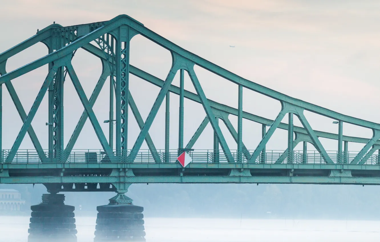 Фото обои мост, туман, река