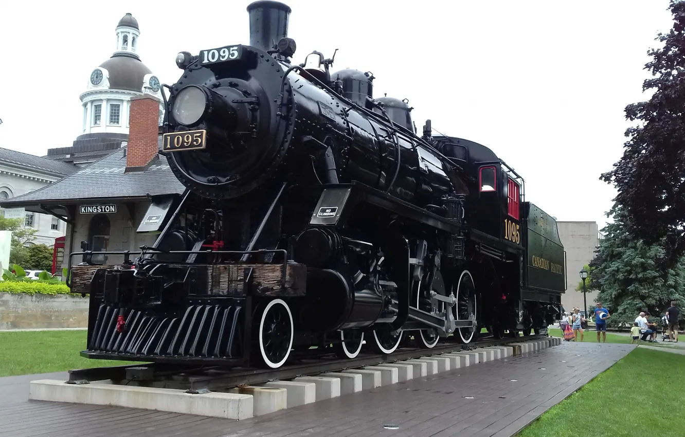 Фото обои city, train, railroad, kingston