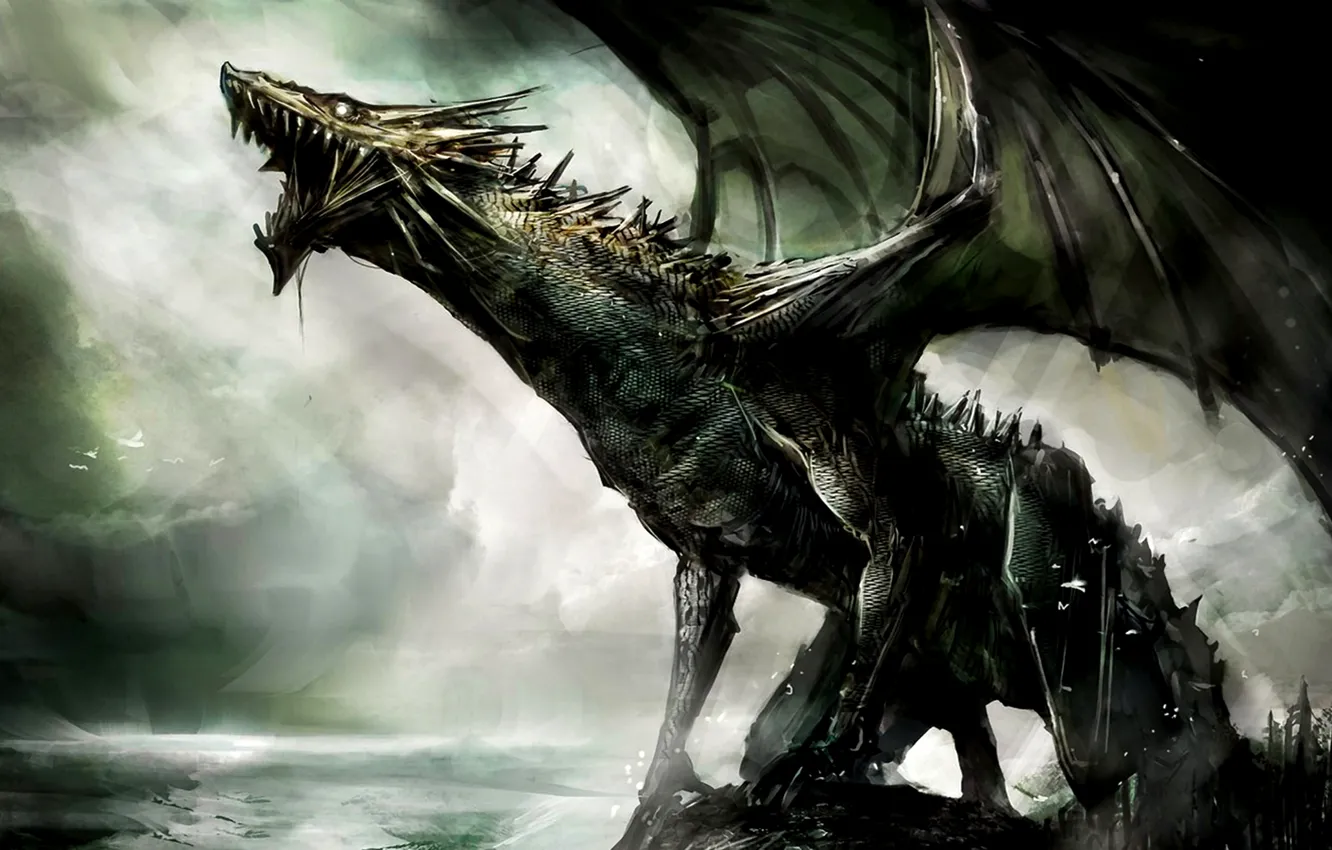 Фото обои dragon, creature, jaws