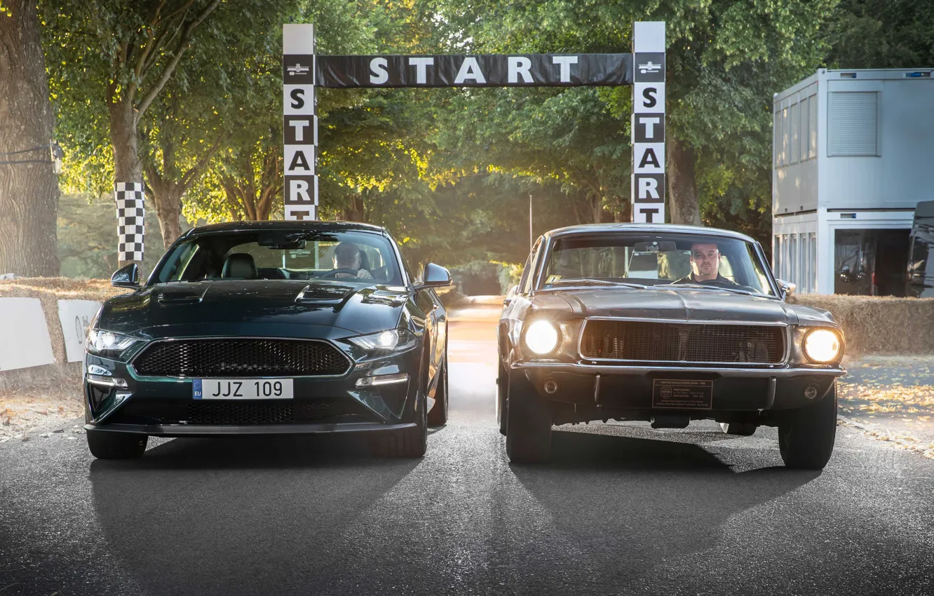 Фото обои Mustang, Ford, Fastback, 2018, 1968, Mustang GT, Bullitt, Goodwood