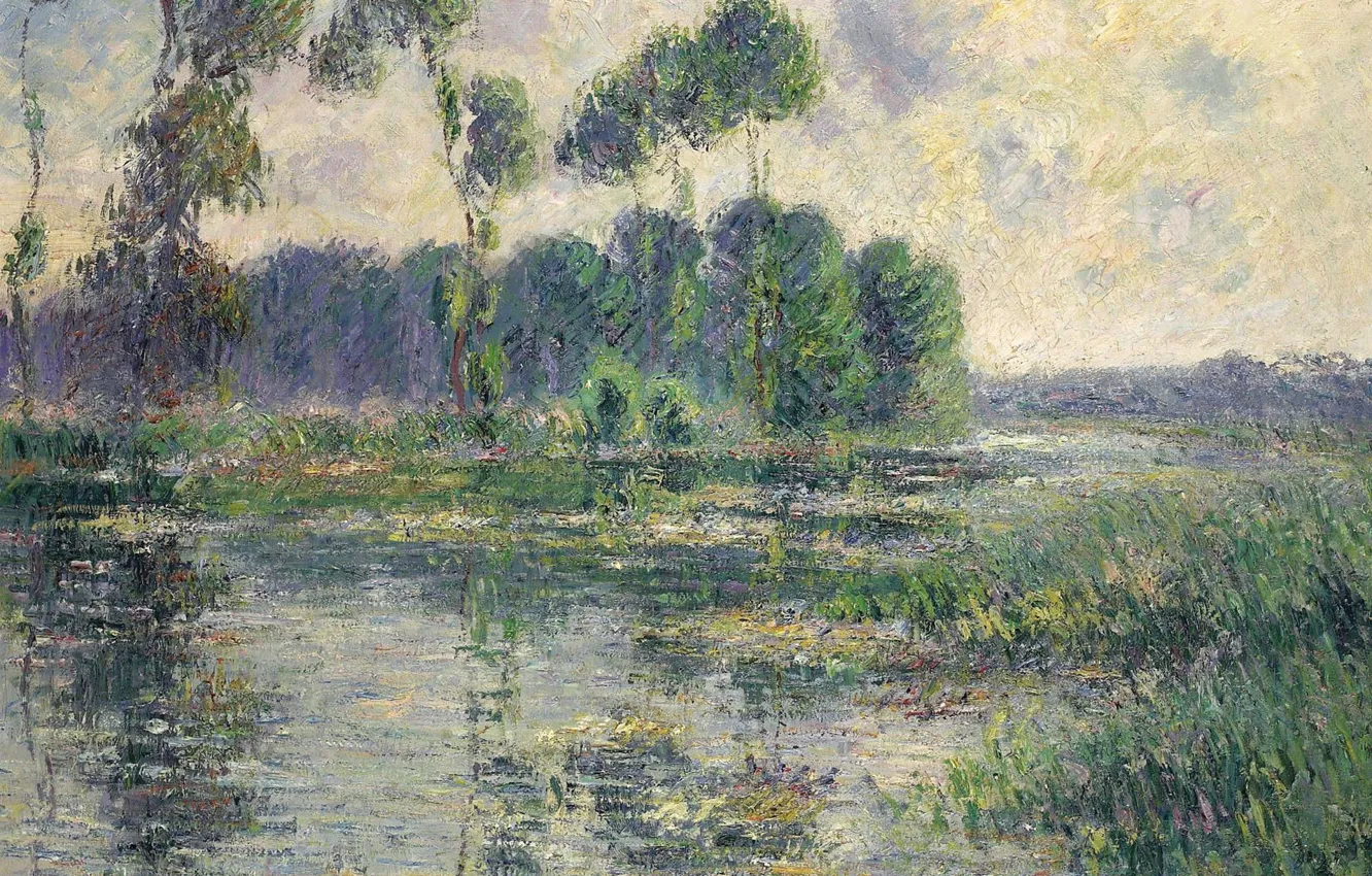 Фото обои пейзаж, картина, Гюстав Луазо, Gustave Loiseau, The Banks of the Eure. Saint-Cyr-du-Vaudreuil