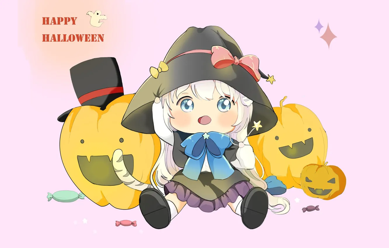 Фото обои праздник, аниме, арт, тыква, хэллоуин, Happy Halloween, 지은 송