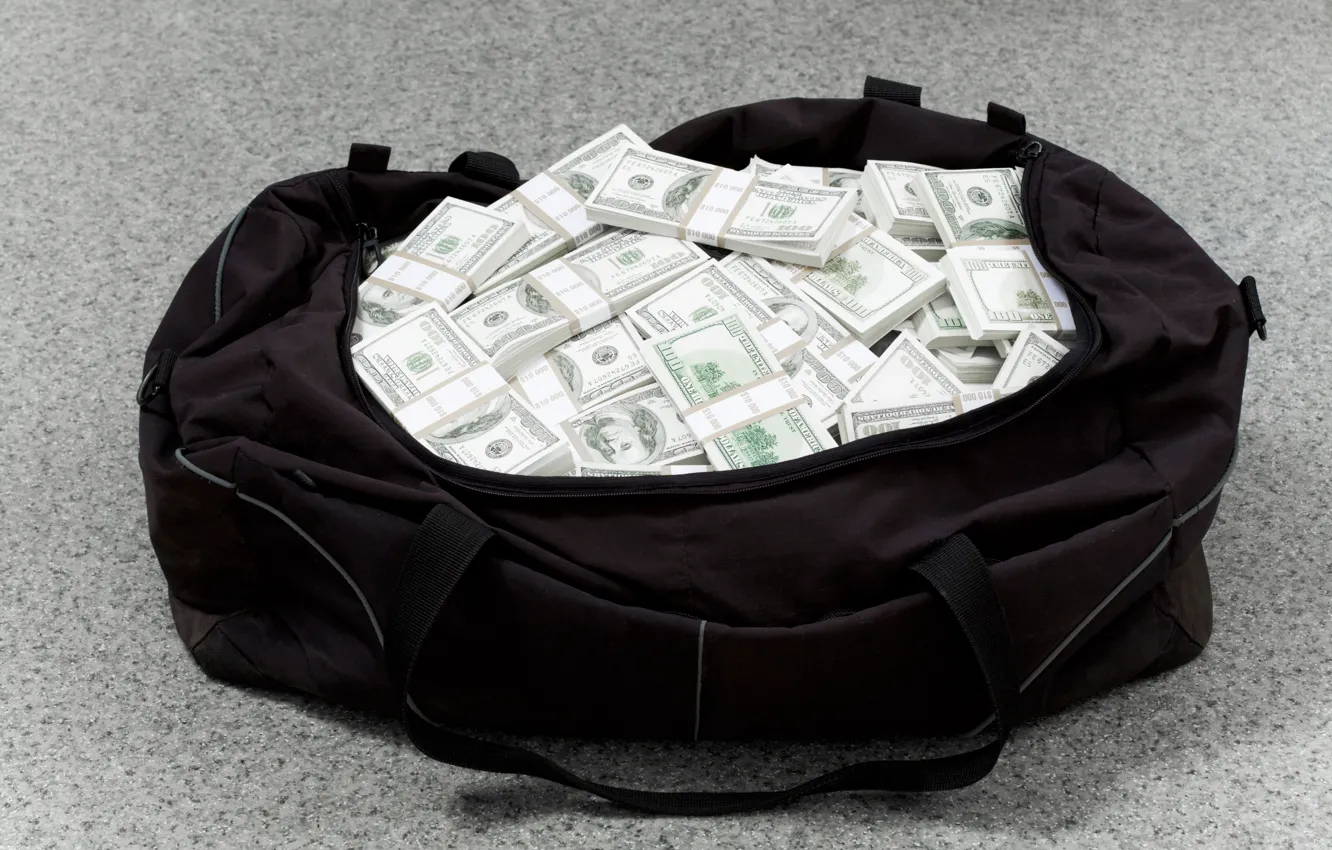 Фото обои money, dollars, bag, fortune
