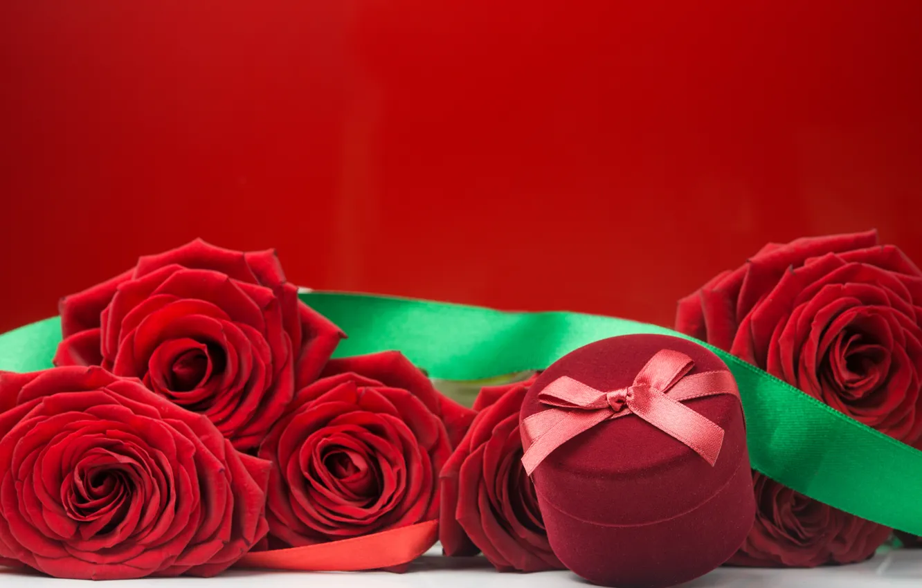 Фото обои розы, букет, красные, red, flowers, romantic, коробочка, roses