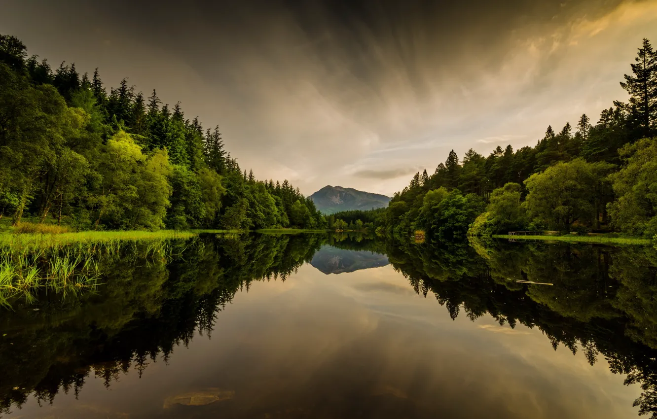 Фото обои озеро, Шотландия, Лохан, Гленкое