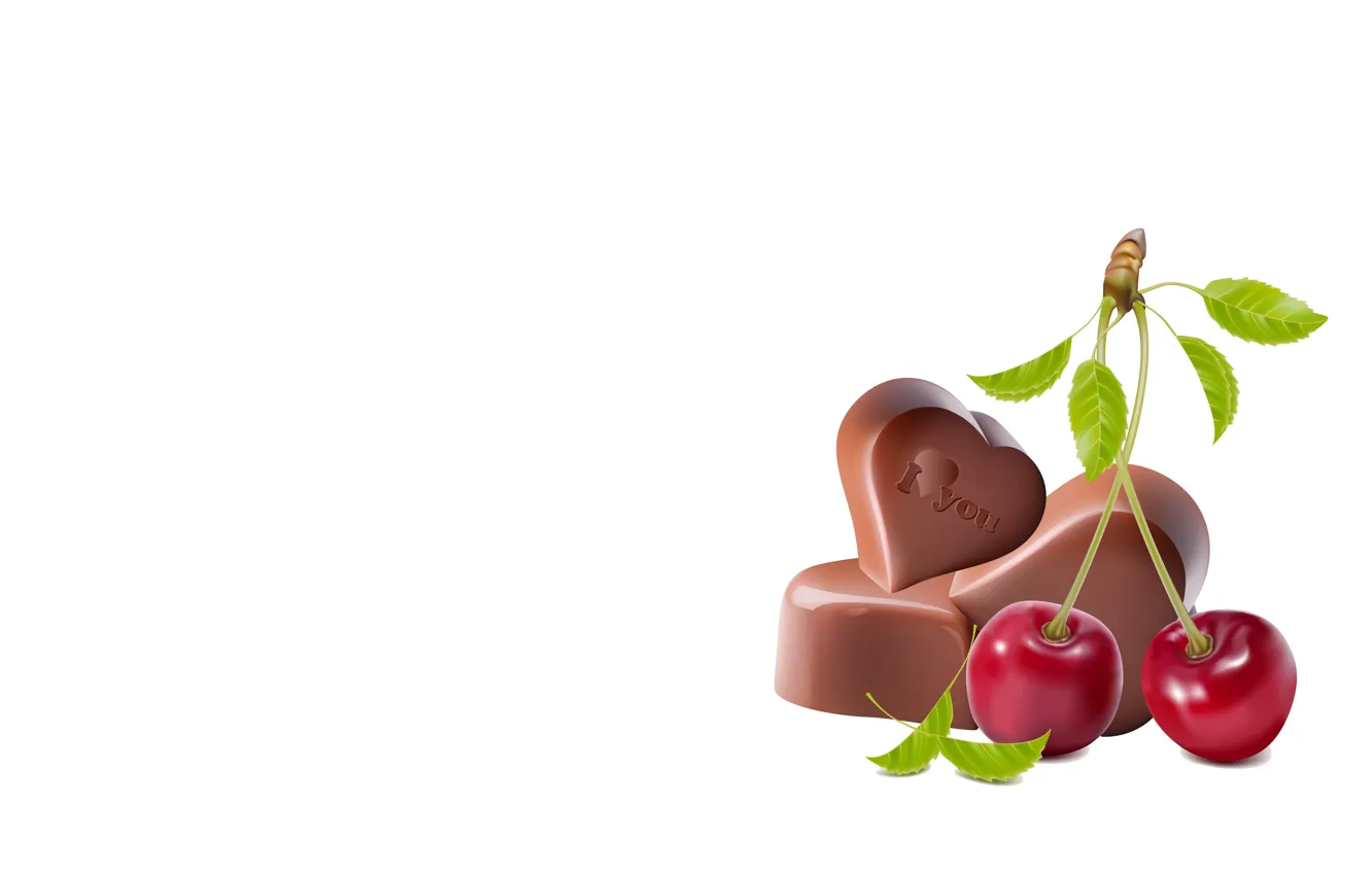 Фото обои вишня, настроение, минимализм, ягода, арт, конфеты, сладости, шоколоад
