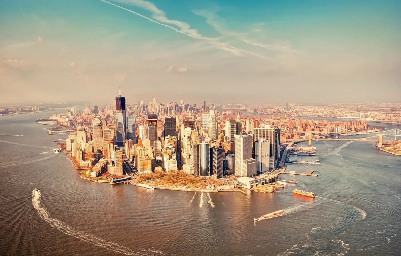 Фото обои корабли, Нью-Йорк, new york, Манхэттан