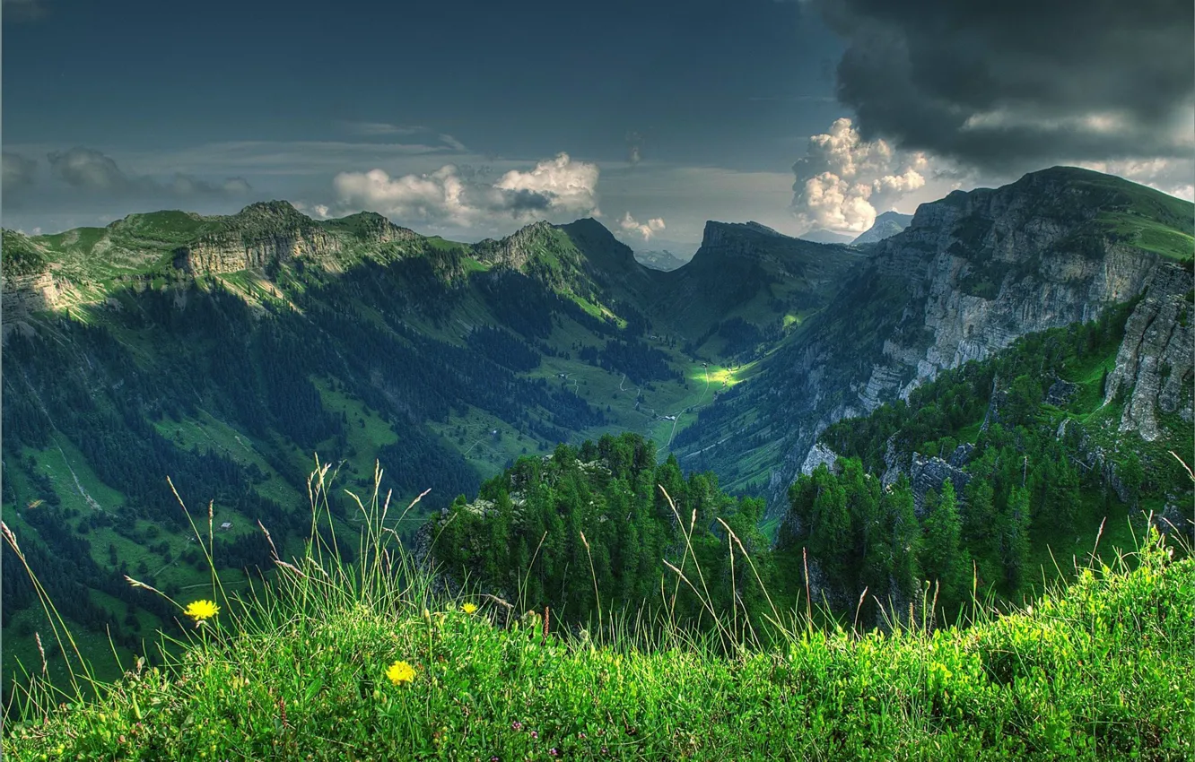 Фото обои Горы, Швейцария, Склоны
