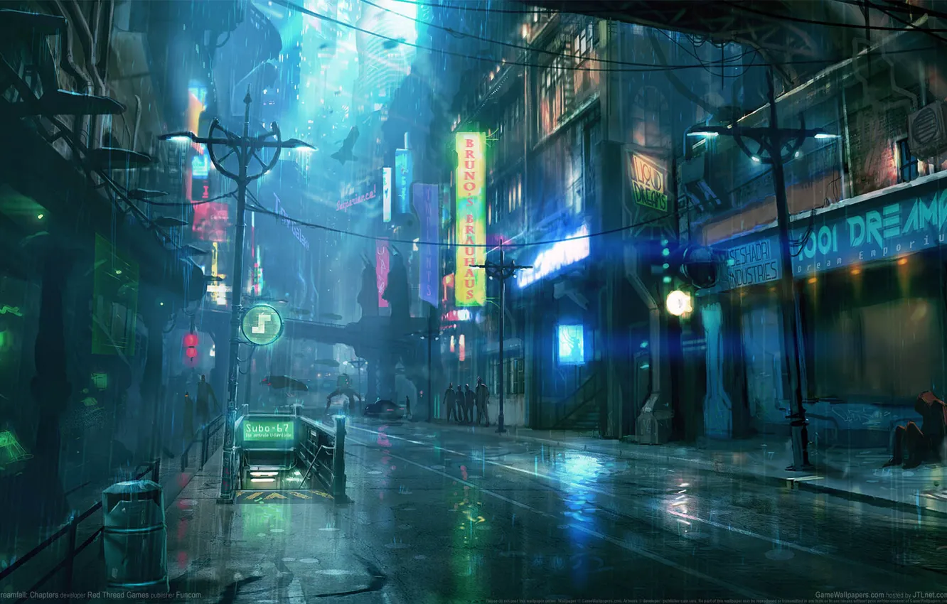 Фото обои ночь, city, город, дождь, rain, night, game wallpapers, Dreamfall: Chapters