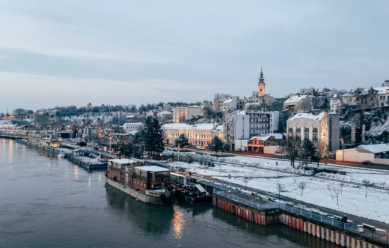 Фото обои холод, зима, city, город, новый год, вечер, landscape, winter