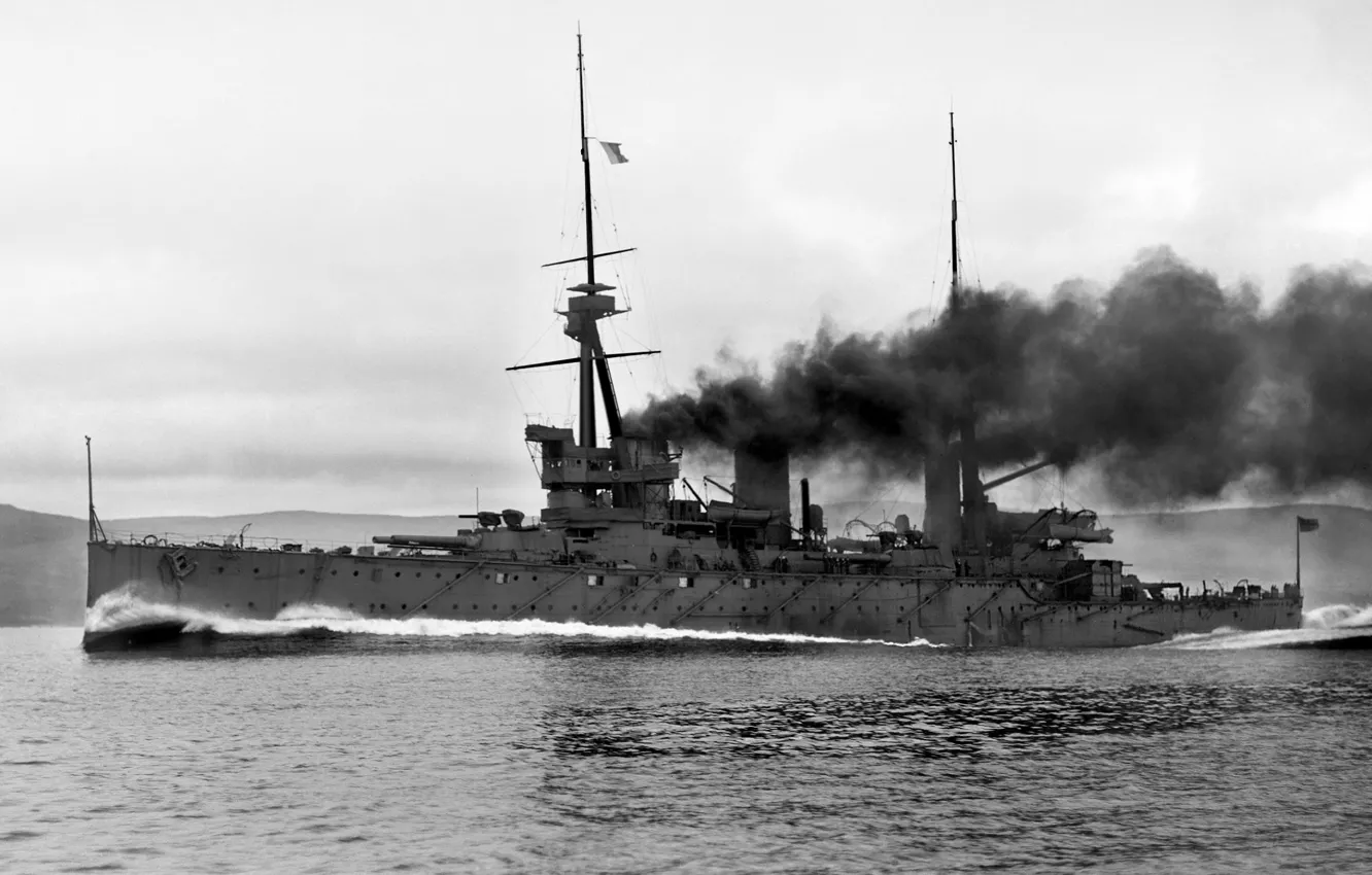 Фото обои ретро, Англия, крейсер, HMS Inflexible