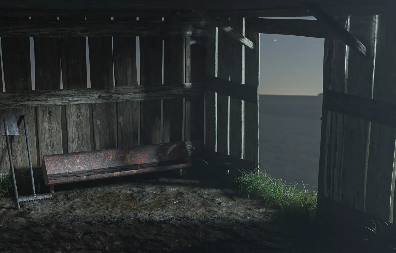 Фото обои night, barn, farm