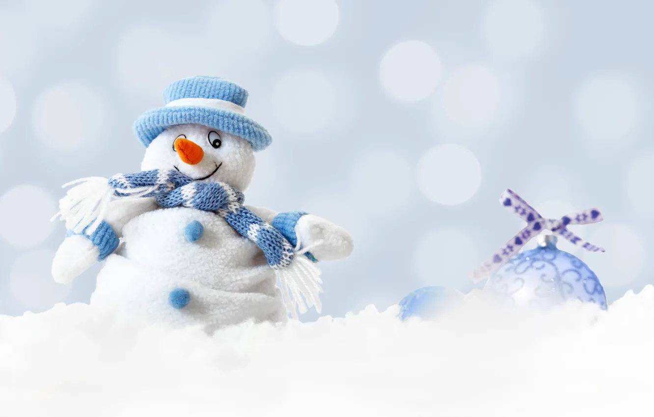 Фото обои зима, снег, Новый Год, Рождество, снеговик, Christmas, winter, snow