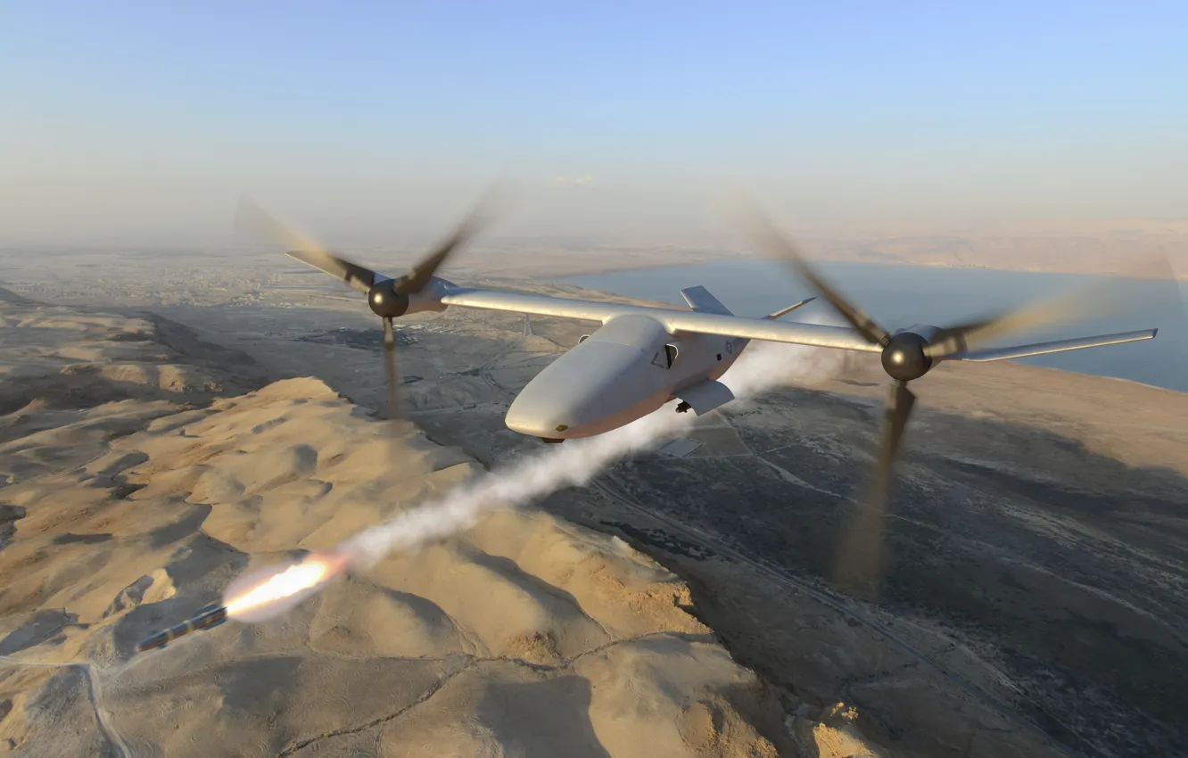 Фото обои Concept, Полет, Ракета, Пуск, Беспилотный летательный аппарат, Bell V-247 Vigilant, Большой конвертоплан, Large tiltrotor unmanned …