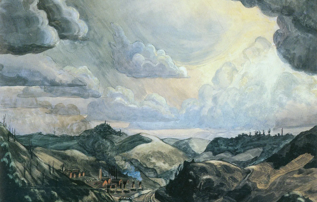 Фото обои 1920, Charles Ephraim Burchfield, Storm Over Irondale