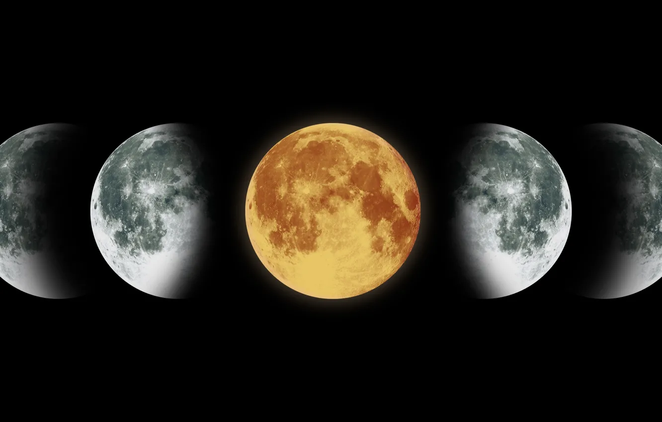 Фото обои colors, moon, satellite